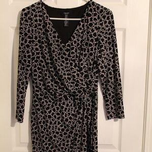 Chaps Black and White Chain Link Patterned Midi